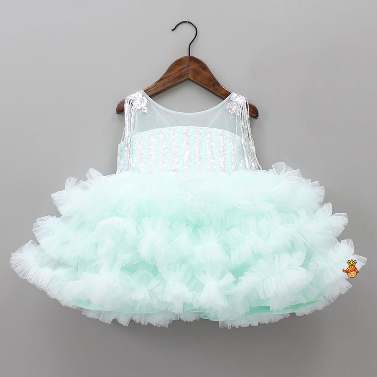 Ruffle And Sequin Dress With Hair Clip - Image 3