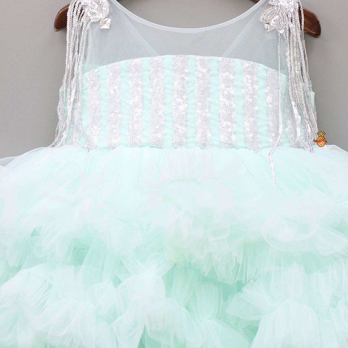 Ruffle And Sequin Dress With Hair Clip - Image 4