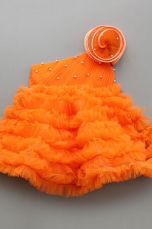 Swirl Frilled One Shoulder Elegant Dress