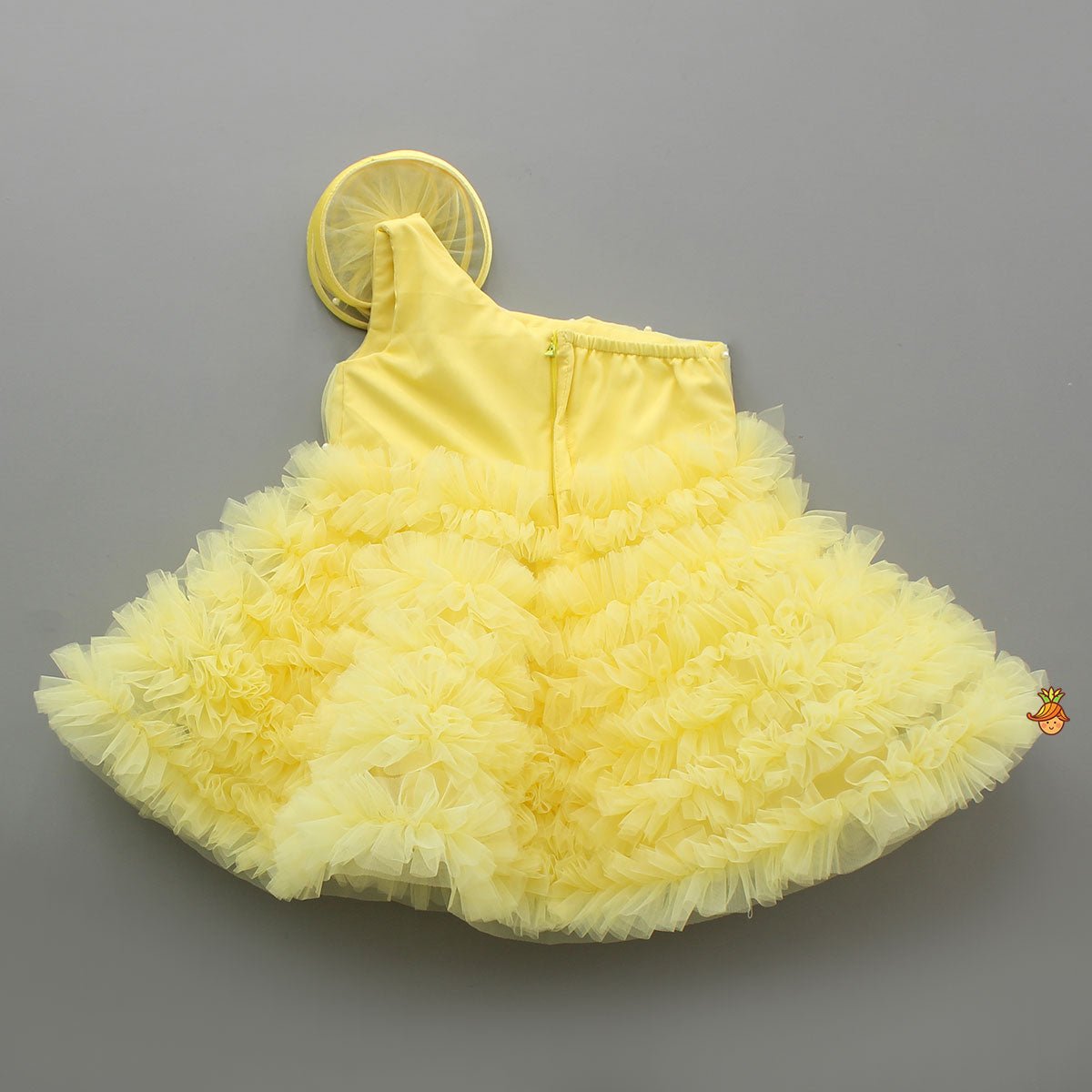 Swirl Enhanced One Shoulder Yellow Dress - Image 2