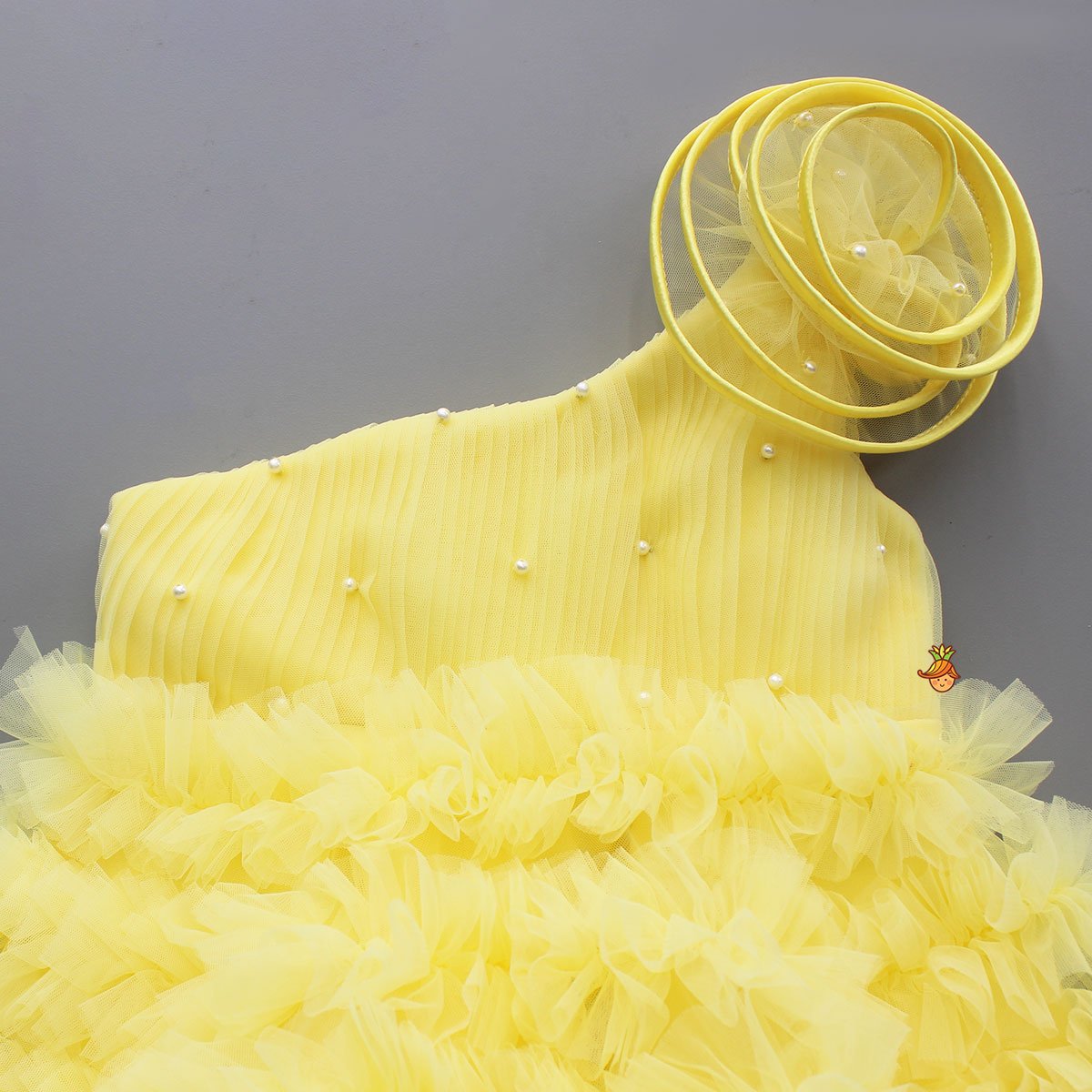 Swirl Enhanced One Shoulder Yellow Dress - Image 3