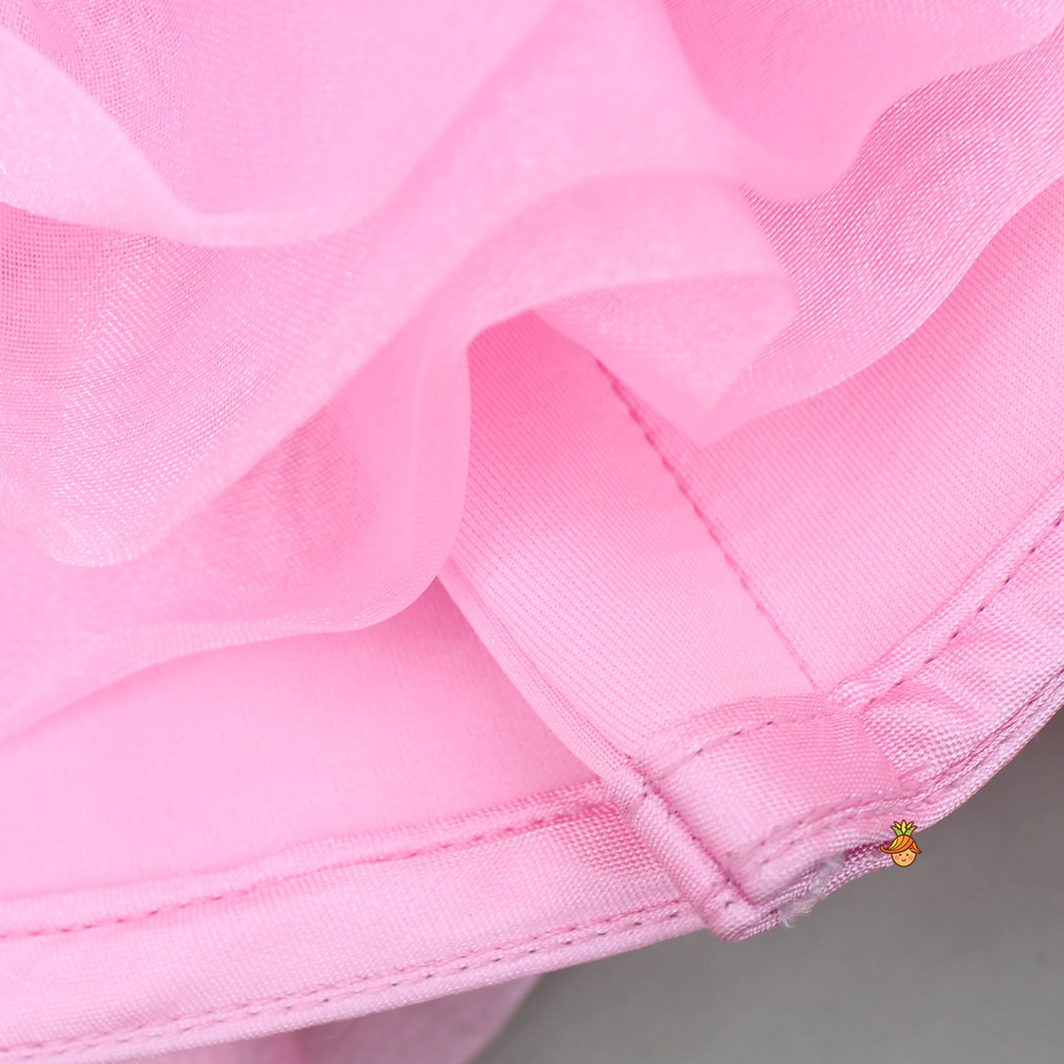 Pink Elegant Embellished Dress With Organza Flower Detail - Image 10