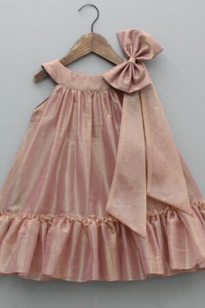 Stunning Shimmery Bow Adorned Halter Neck Dress