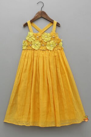 Strappy Dress With Fabric Flower Enhancements