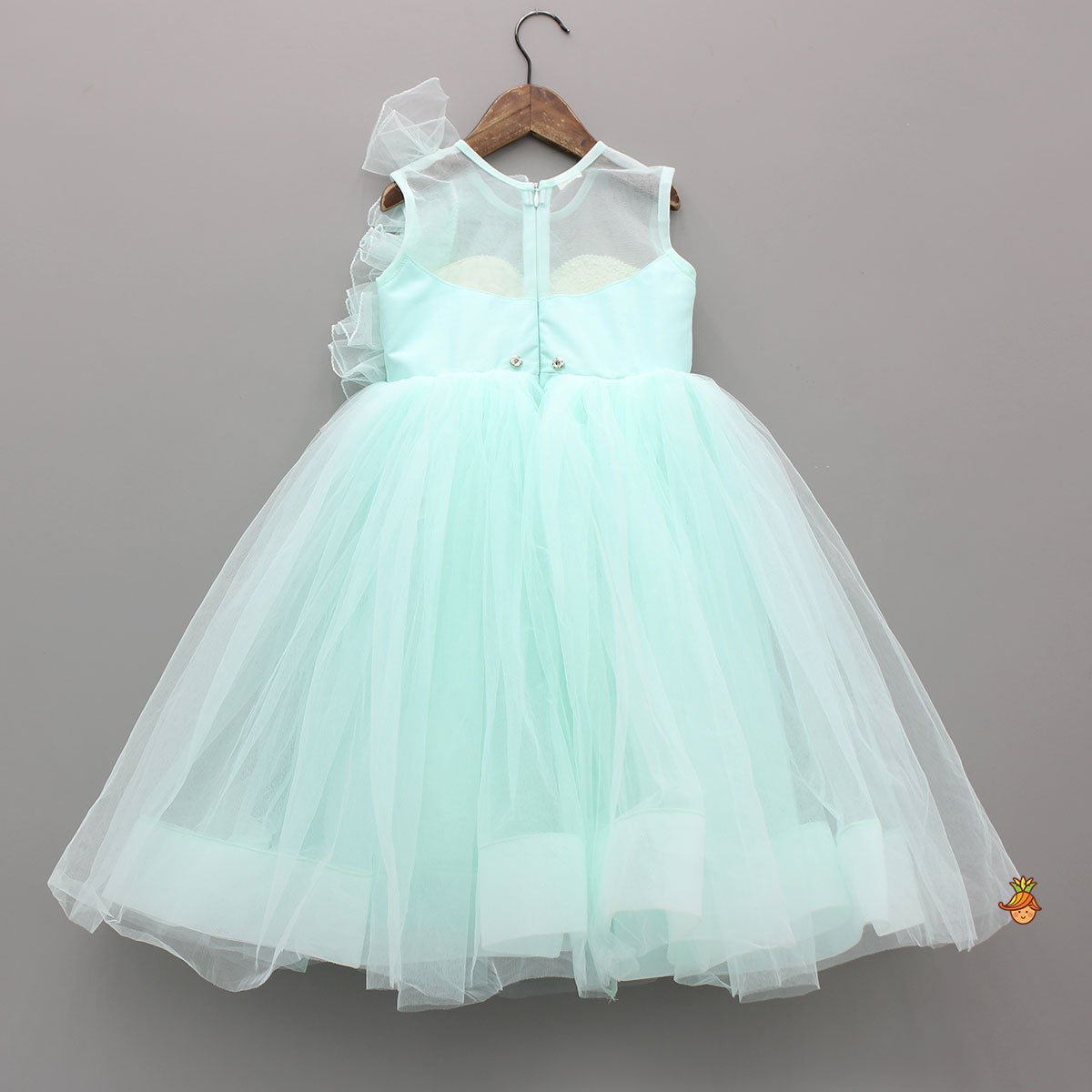 3D Flower Embellished Net Tulle Dress - Image 3