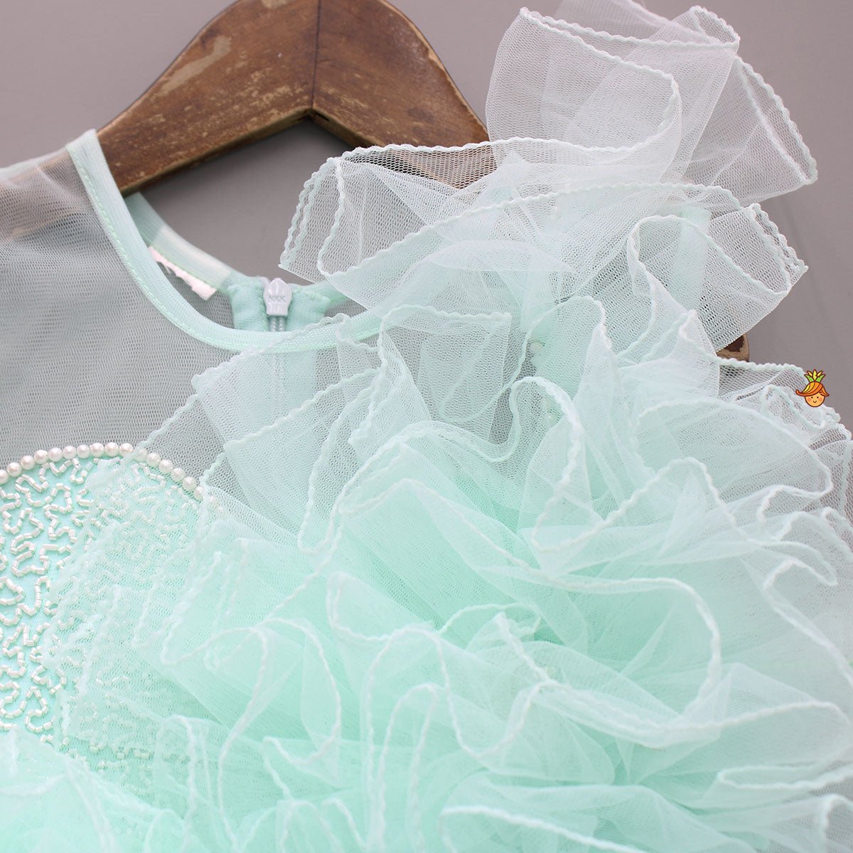 3D Flower Embellished Net Tulle Dress - Image 4